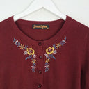 Second-Hand - Princess Highway Flower Embroidered Maroon Cardigan Size 10 - SwapUp