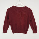 Second-Hand - Princess Highway Flower Embroidered Maroon Cardigan Size 10 - SwapUp