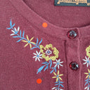 Second-Hand - Princess Highway Flower Embroidered Maroon Cardigan Size 10 - SwapUp