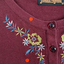 Second-Hand - Princess Highway Flower Embroidered Maroon Cardigan Size 10 - SwapUp