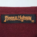 Second-Hand - Princess Highway Flower Embroidered Maroon Cardigan Size 10 - SwapUp