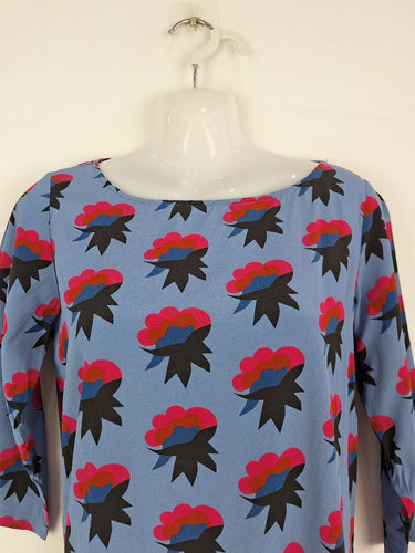 Second-Hand - Tahlo Abstract Flower Bouquet A Line Silk Dress Size 8 - SwapUp