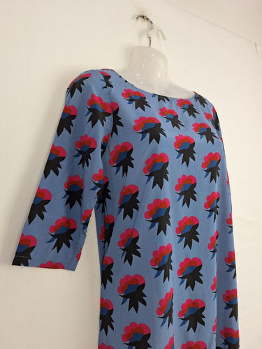 Second-Hand - Tahlo Abstract Flower Bouquet A Line Silk Dress Size 8 - SwapUp