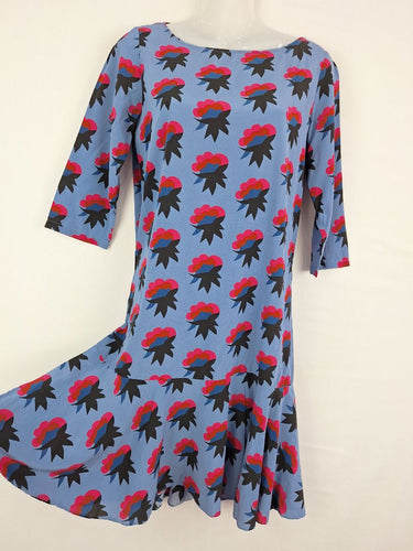 Second-Hand - Tahlo Abstract Flower Bouquet A Line Silk Dress Size 8 - SwapUp