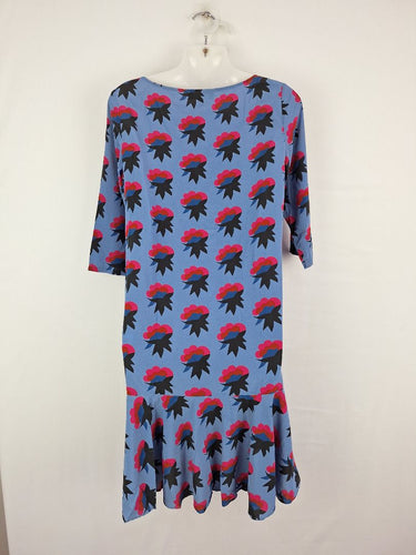 Second-Hand - Tahlo Abstract Flower Bouquet A Line Silk Dress Size 8 - SwapUp