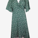Second-Hand - Little Party Dress Jungle Green Cotton Patterned Wrap Dress Size 10 - SwapUp