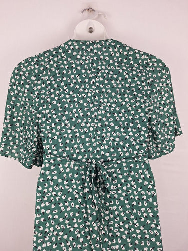 Second-Hand - Little Party Dress Jungle Green Cotton Patterned Wrap Dress Size 10 - SwapUp