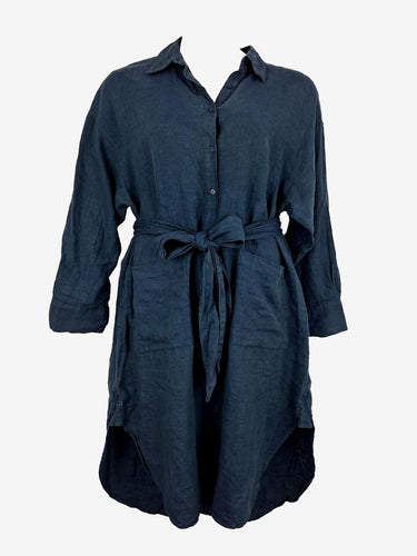 Gorman Dark Teal Linen Shirt Dress Size 12