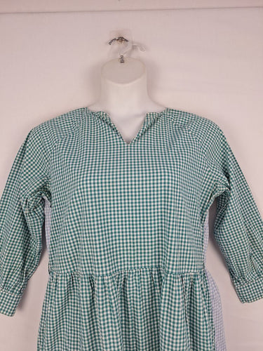 Second-Hand - Kholo Blue Green Gingham Tie Waist Dress Size 16 - SwapUp
