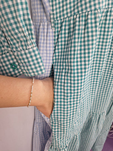 Second-Hand - Kholo Blue Green Gingham Tie Waist Dress Size 16 - SwapUp