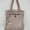 Second-Hand - Biba Steel Grey Leather Crotchet Tote Bag - SwapUp