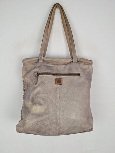 Second-Hand - Biba Steel Grey Leather Crotchet Tote Bag - SwapUp