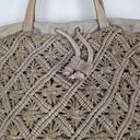 Second-Hand - Biba Steel Grey Leather Crotchet Tote Bag - SwapUp