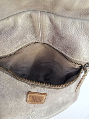 Second-Hand - Biba Steel Grey Leather Crotchet Tote Bag - SwapUp