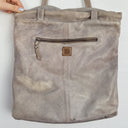 Second-Hand - Biba Steel Grey Leather Crotchet Tote Bag - SwapUp
