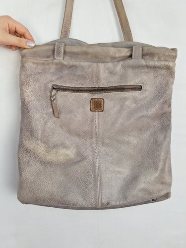 Second-Hand - Biba Steel Grey Leather Crotchet Tote Bag - SwapUp