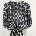Second-Hand - Witchery Diamond Linen Wrap Top Size 10 - SwapUp