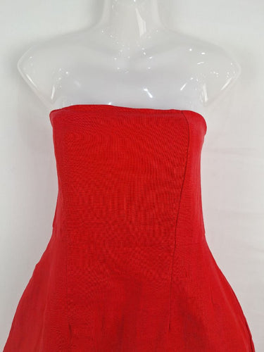 Second-Hand - Ess the Label Strawberry Soft Flare Linen Mini Dress Size 10 - SwapUp