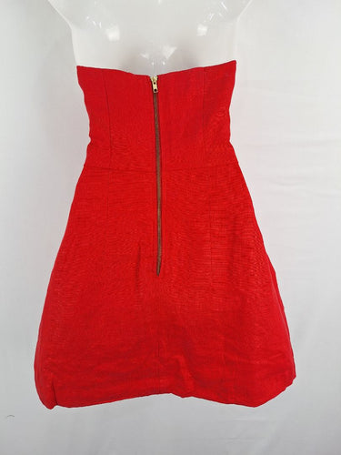 Second-Hand - Ess the Label Strawberry Soft Flare Linen Mini Dress Size 10 - SwapUp
