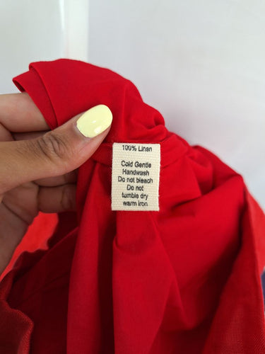 Second-Hand - Ess the Label Strawberry Soft Flare Linen Mini Dress Size 10 - SwapUp