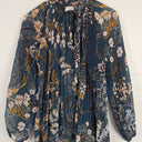Second-Hand - Witchery Semi Sheer Dark Turquoise Floral Blouse Size 10 - SwapUp