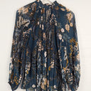 Second-Hand - Witchery Semi Sheer Dark Turquoise Floral Blouse Size 10 - SwapUp