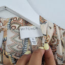 Second-Hand - Witchery Muted Paisley High Neck Blouse Size 10 - SwapUp