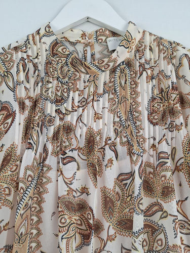 Second-Hand - Witchery Muted Paisley High Neck Blouse Size 10 - SwapUp
