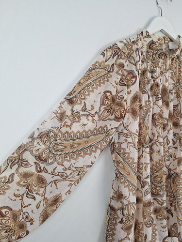 Second-Hand - Witchery Muted Paisley High Neck Blouse Size 10 - SwapUp