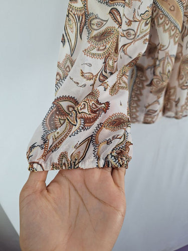 Second-Hand - Witchery Muted Paisley High Neck Blouse Size 10 - SwapUp