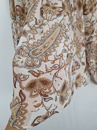 Second-Hand - Witchery Muted Paisley High Neck Blouse Size 10 - SwapUp