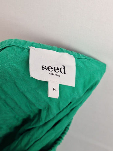 Second-Hand - Seed Delightful Green Tie Waist Day Dress Size 14 - SwapUp
