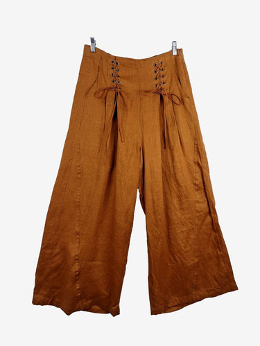 Bohemian Traders Burnt Orange Polished Linen Pants Size S