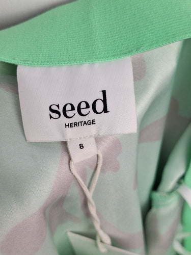Second-Hand - Seed Mint Green Abstract Floral Skirt Size 8 - SwapUp