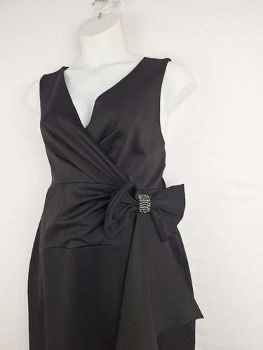Second-Hand - Liz Jordan Fancy Bow V Neck Midi Dress Size 14 - SwapUp