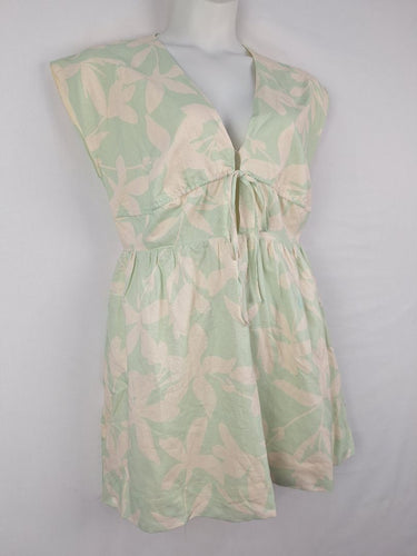 Second-Hand - Atmos & Here Sage Iris Linen Blend Mini Dress Size 12 - SwapUp