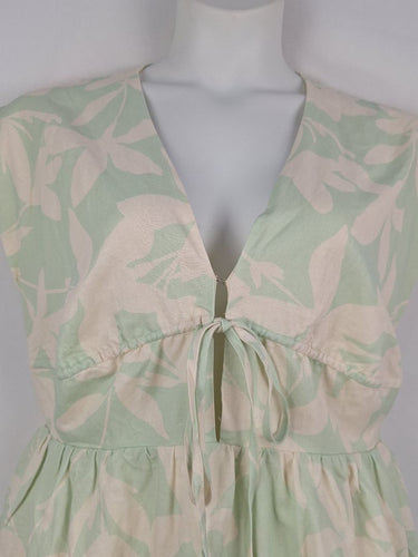 Second-Hand - Atmos & Here Sage Iris Linen Blend Mini Dress Size 12 - SwapUp