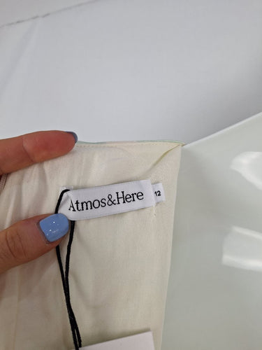 Second-Hand - Atmos & Here Sage Iris Linen Blend Mini Dress Size 12 - SwapUp