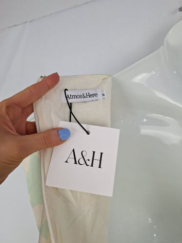 Second-Hand - Atmos & Here Sage Iris Linen Blend Mini Dress Size 12 - SwapUp
