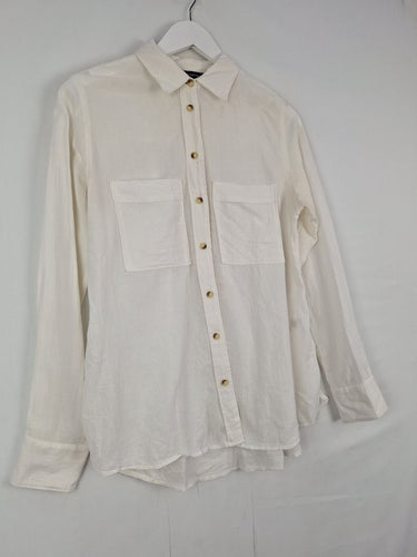 Second-Hand - French Connection Pure White Cotton Shirt Size 8 - SwapUp