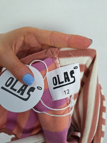 Second-Hand - Olas Mismatch Stripe Side Tie Top Size 12 - SwapUp