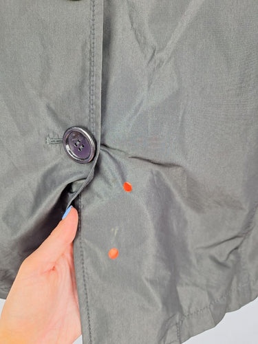Second-Hand - David Lawrence Steel Grey Cropped Trench Coat Size 12 - SwapUp