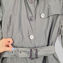 Second-Hand - David Lawrence Steel Grey Cropped Trench Coat Size 12 - SwapUp