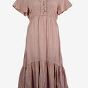 Second-Hand - Humidity Dusty Pink Cottage Living Linen Blend Dress Size 12 - SwapUp