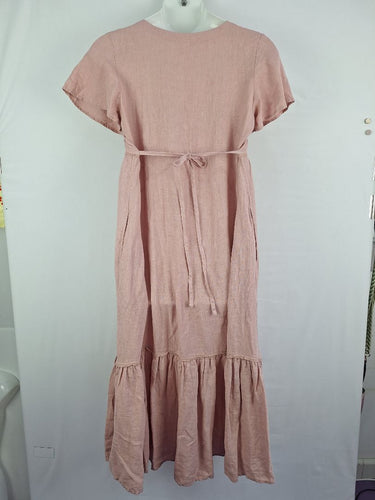Second-Hand - Humidity Dusty Pink Cottage Living Linen Blend Dress Size 12 - SwapUp