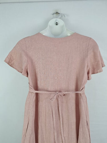 Second-Hand - Humidity Dusty Pink Cottage Living Linen Blend Dress Size 12 - SwapUp