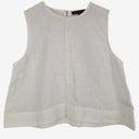 Second-Hand - Decjuba Linen Semi Sheer Fringe Seam Top Size 10 - SwapUp