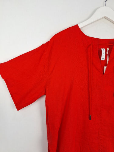 Second-Hand - Commonry Poppy Linen Side Split Tunic Top Size 8 - SwapUp