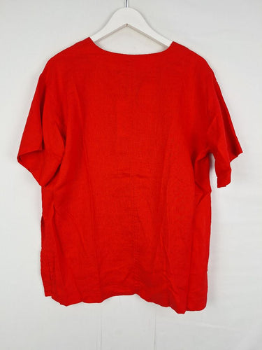 Second-Hand - Commonry Poppy Linen Side Split Tunic Top Size 8 - SwapUp