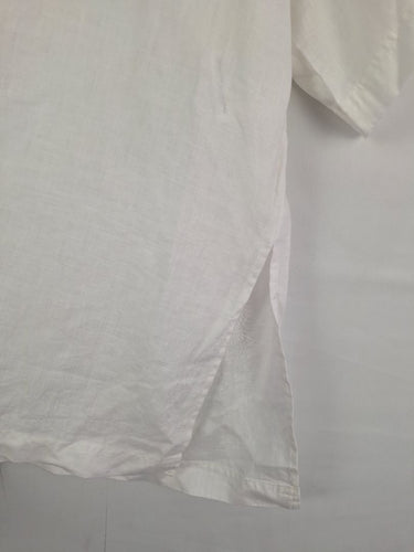 Second-Hand - Commonry Crisp White Linen Tie Neck Tunic Top Size 8 - SwapUp